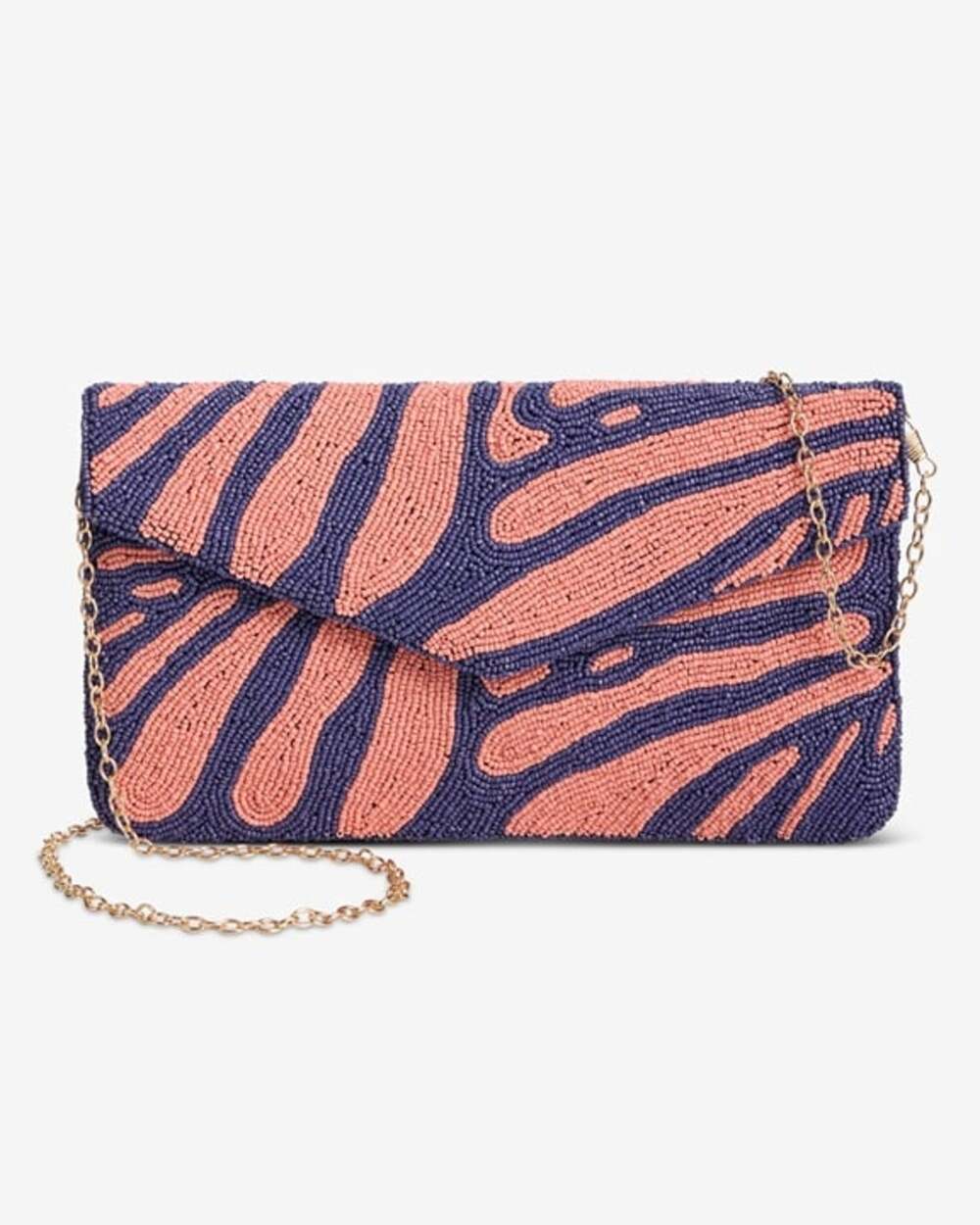 On 34th Hand Beaded Envelope Clutch Blue and Pink (MSRP $80)